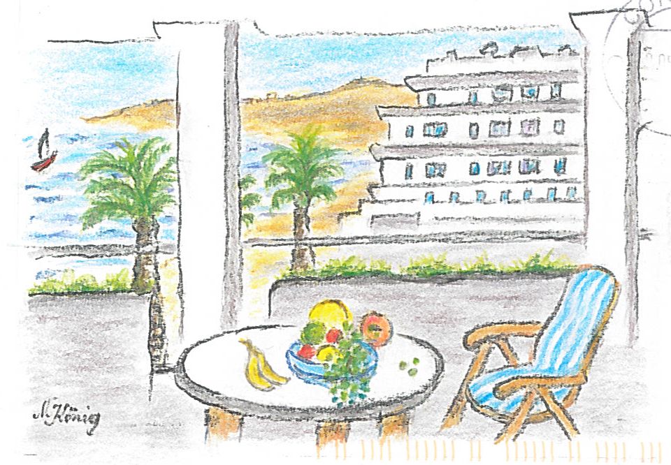 17 Hotelbalkon in Marbella, Andalusien (Farbstifte 1997)