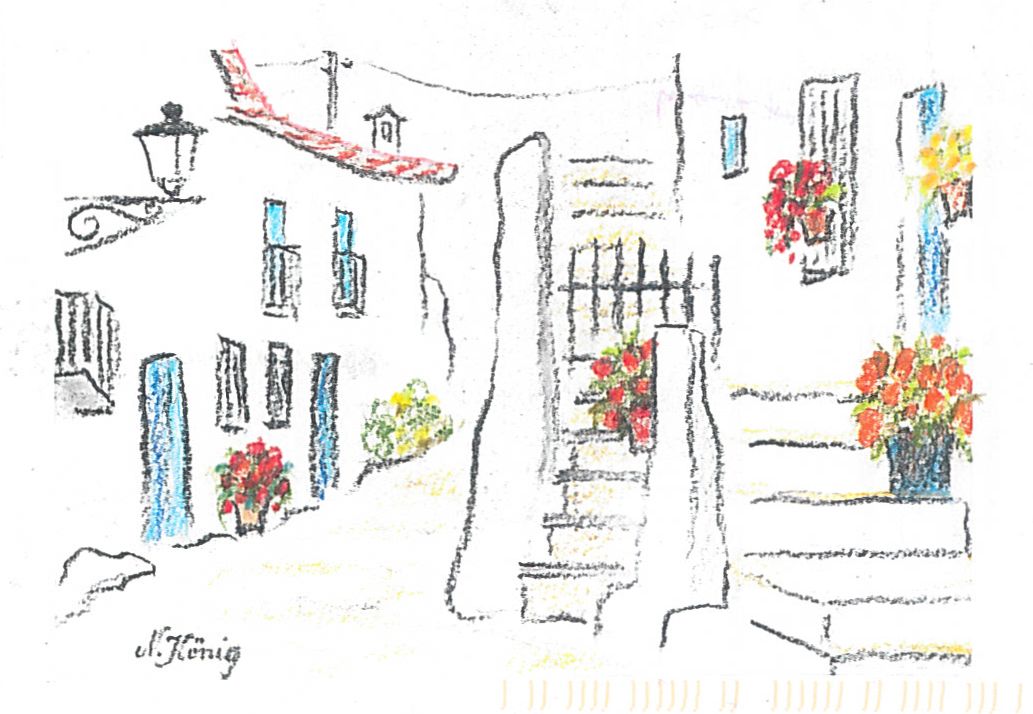 16 Dorfstraße in Andalusien (Farbstifte 1997)