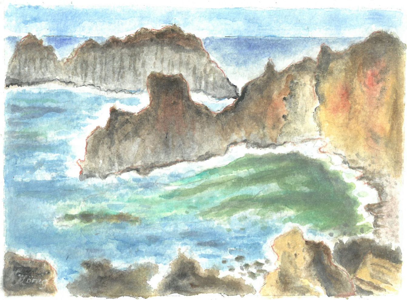 36 Graziosas Felsenküste (Aquarell 2022)