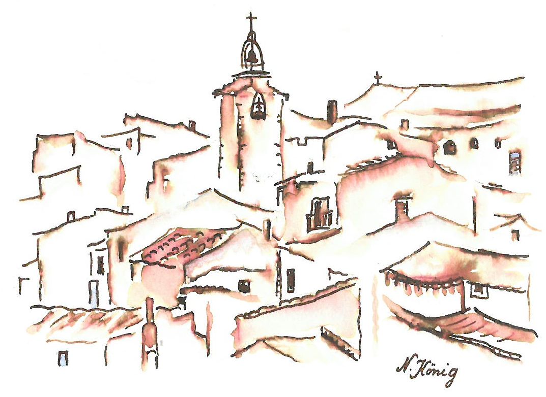4 Roussillon (Sepia-Federzeichnung laviert 2000)