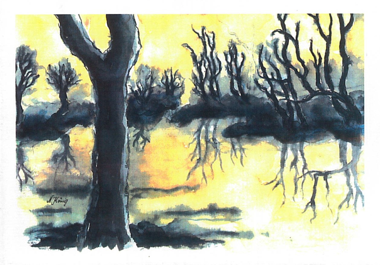 14 Herbstabend an einem Tessiner See (Aquarell 1992)