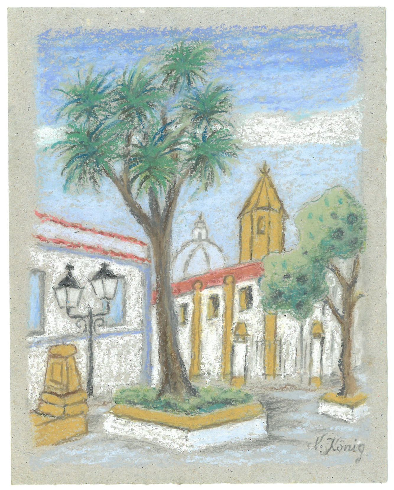 32 Gran Canaria, Santa Lucia (Aquarellkreide auf grauem Karton 2006)