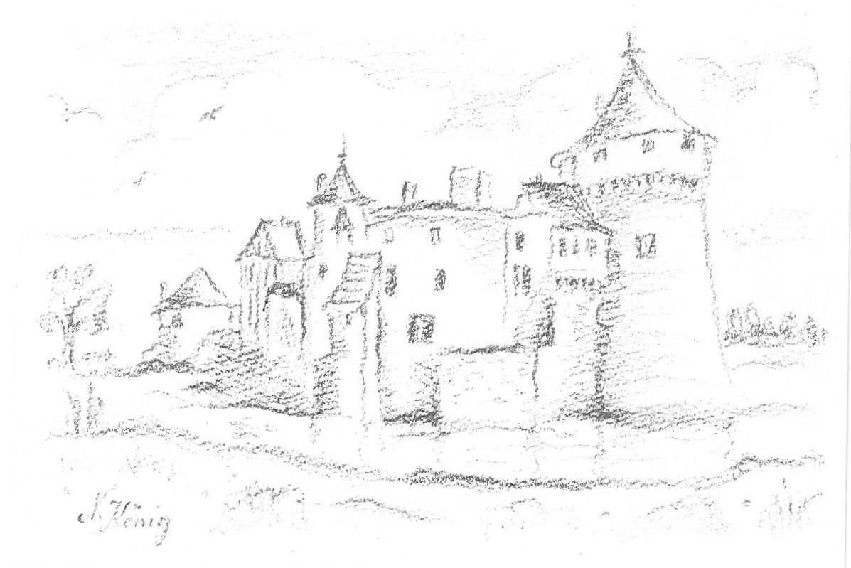 10 Château la Brède, Auvergne (Kohlezeichnung 1997)