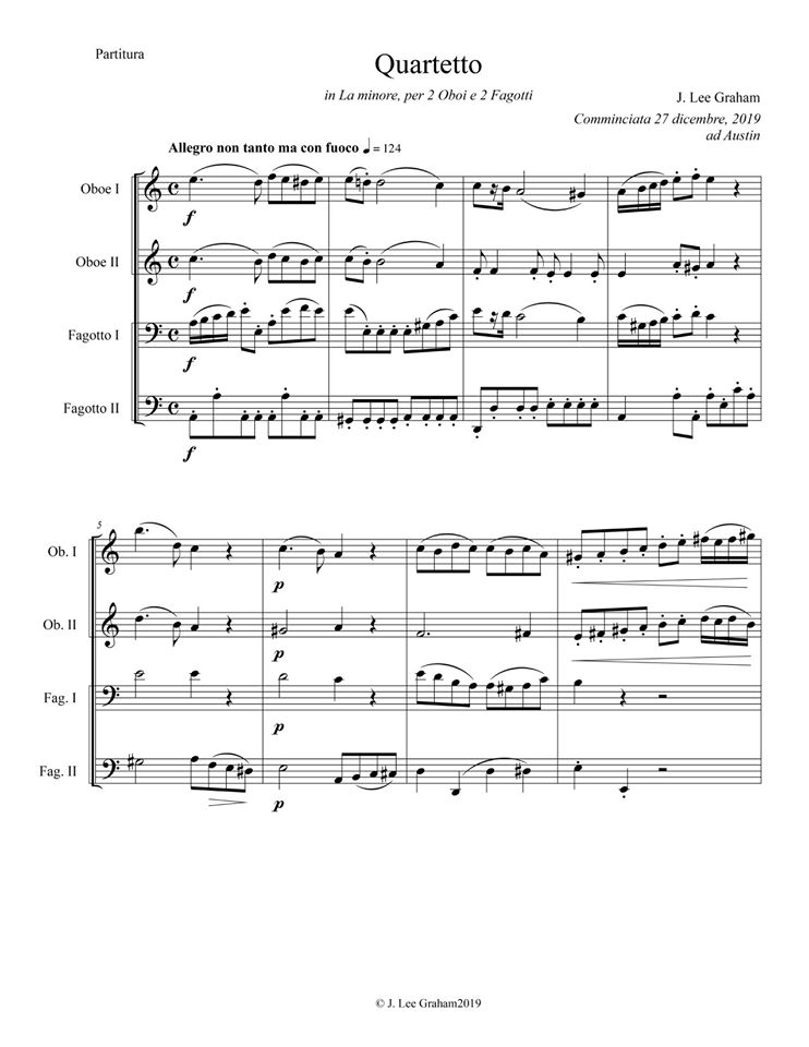 Quartet in A minor for 2 Oboes and 2 Bassoons - Exposition 1 of 2